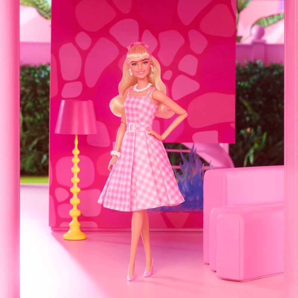 Barbie The Movie Pink Gingham Dress Doll Smyths Toys UK