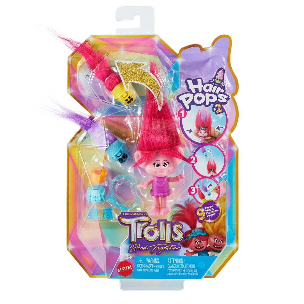 Trolls 3 Band Together Hair Pops Poppy Small 10cm Doll | Smyths Toys UK