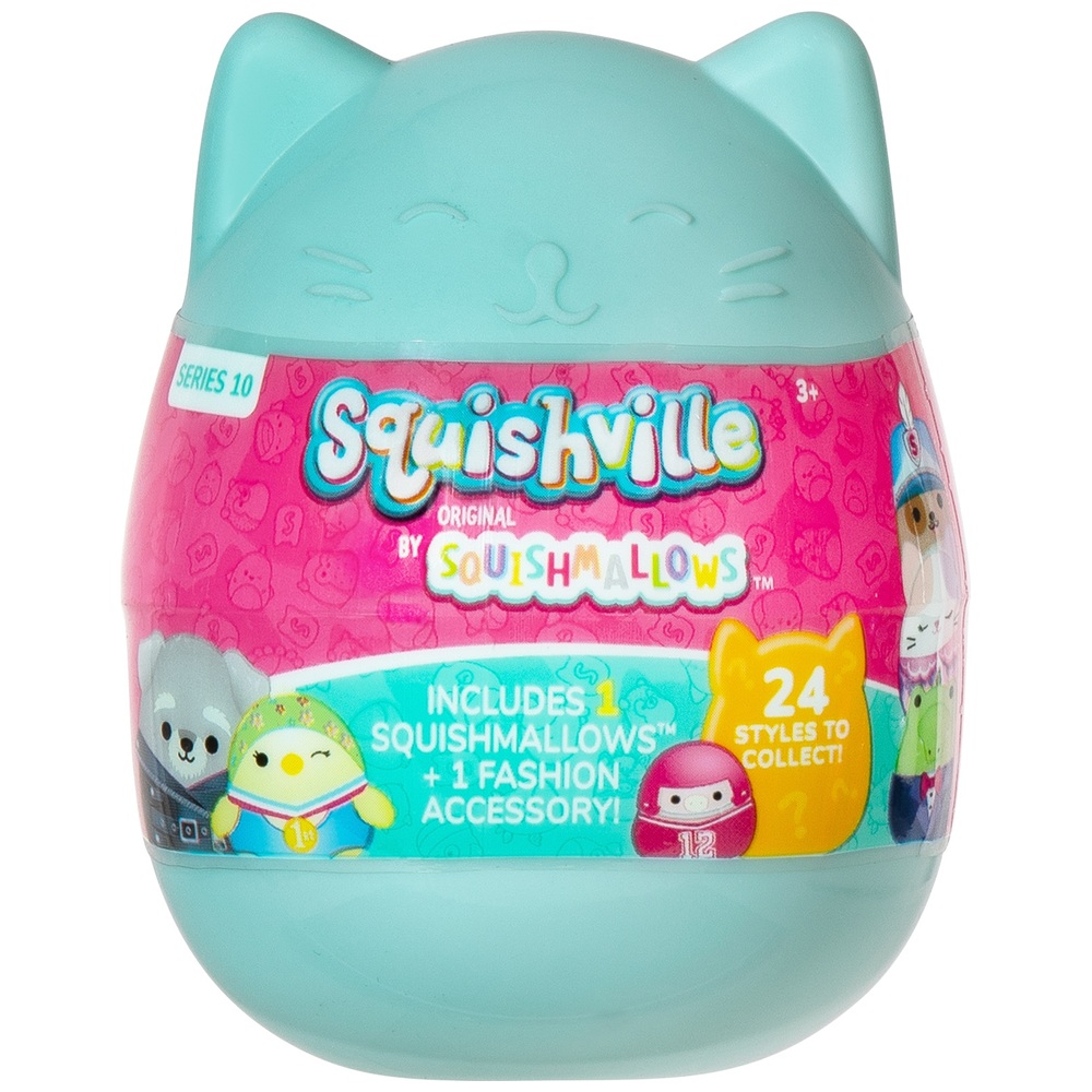 Squishmallow Squishville Mystery Mini Plush Assortment Blind Package - 1 Blind Pack Surprise Egg Bundle and 2 My Outlet Mall Stickers - Squishmallow