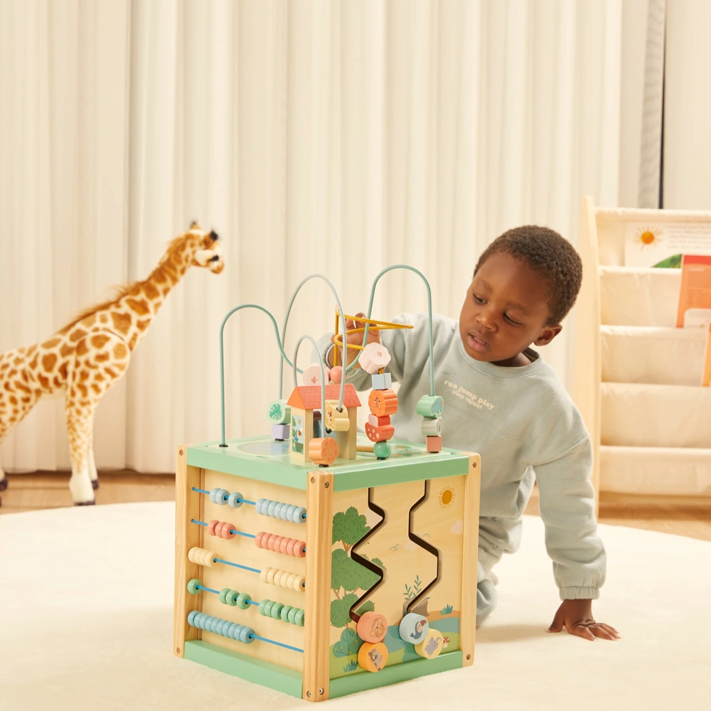 Squirrel Play Wooden 5-in-1 Activity Cube Safari Smyths Toys UK