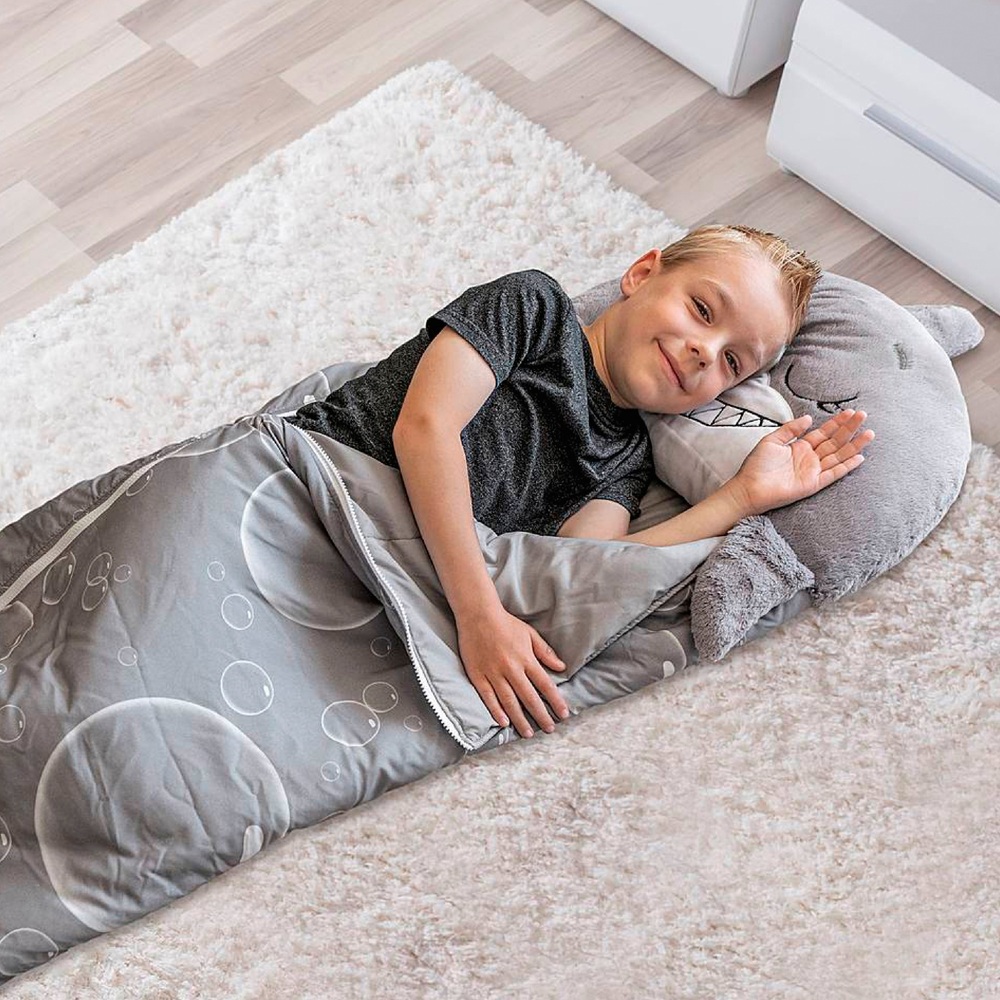 Happy Nappers Grey Shark 2in1 Medium Plush Sleeping Bag Smyths Toys UK
