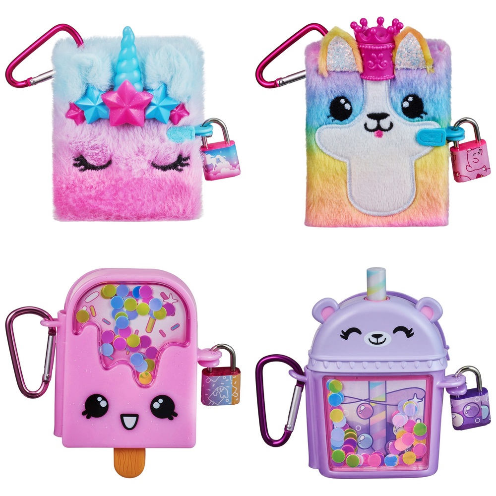Real Littles fridge desktop caddies, plushie mini backpack and
