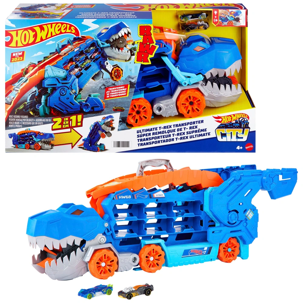 Hot Wheels City Let's Race Ultimate T-Rex Transporter Playset