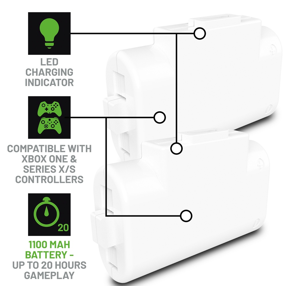Stealth SXC8X Twin Rechargeable Battery Pack for Xbox White Smyths