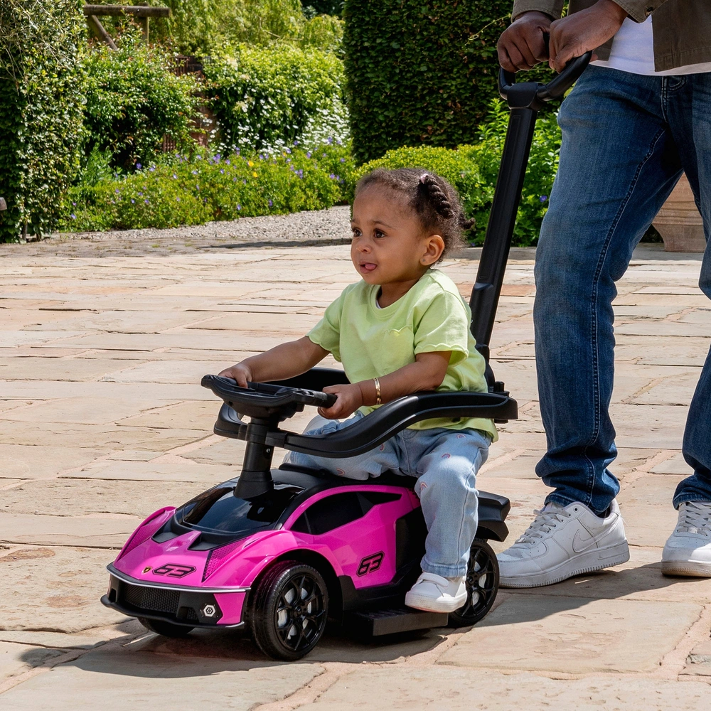 Lamborghini Car 2-in-1 Push-Along Ride On Pink | Smyths Toys UK