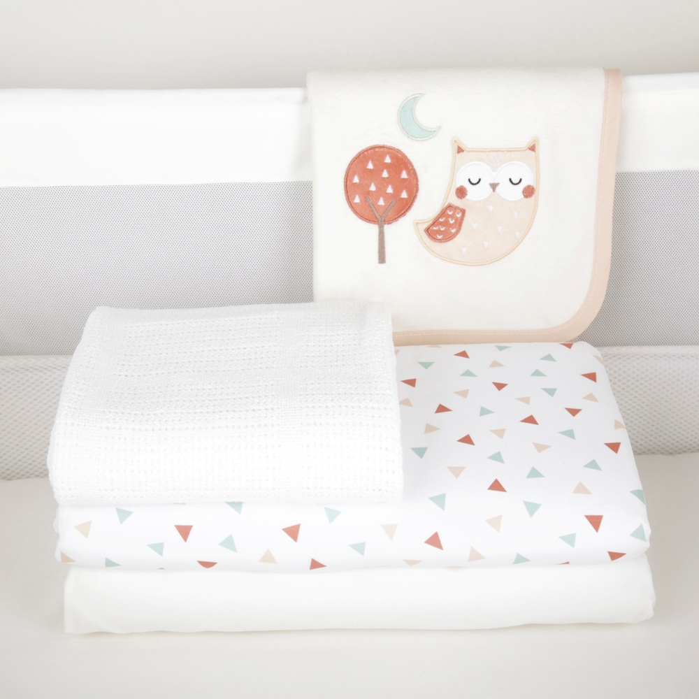 CuddleCo Sleepy Owl 4 Piece Crib Bedding Set