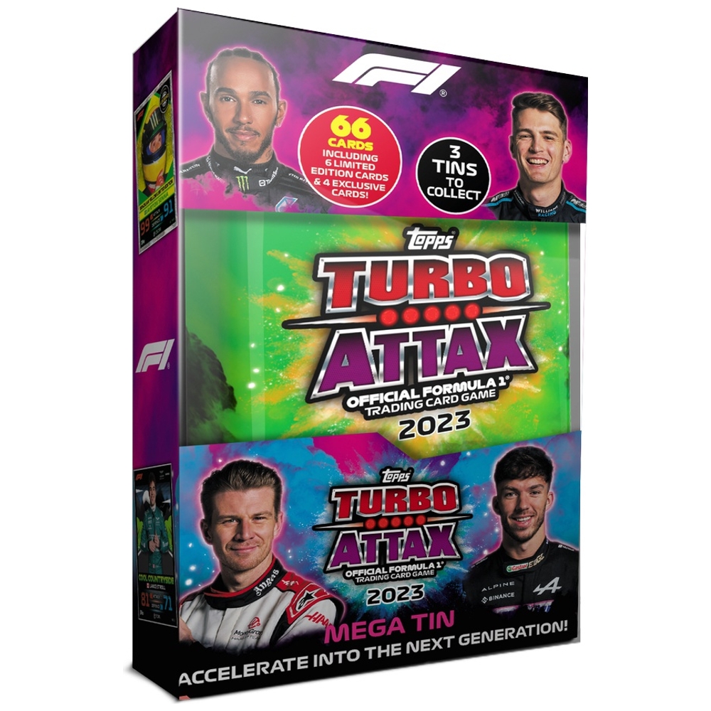 Topps Turbo Attax Formula 1 Trading Card Game 2023 Mega Tin Assortment