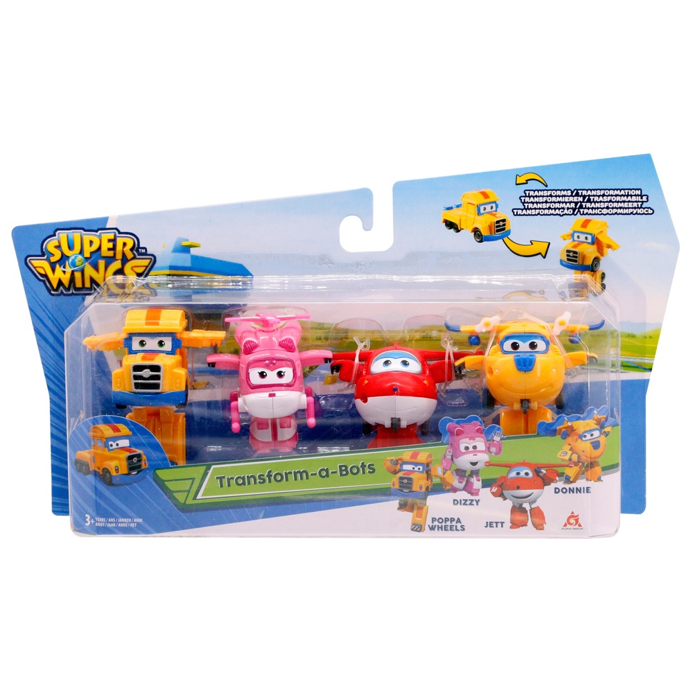 Super Wings Transform-a-Bots 4er Pack mit Poppa Wheels, Dizzy, Jett ...