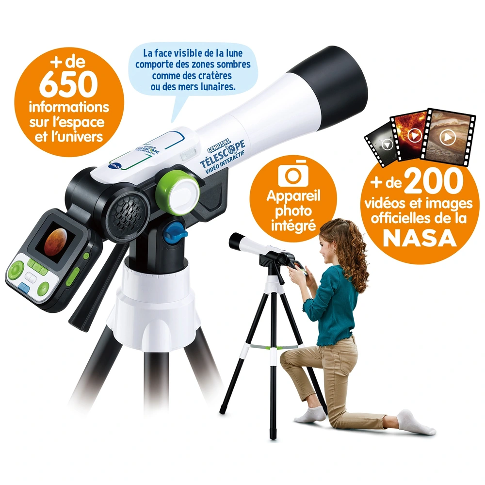 Télescope Vidéo Interactif - VTech - Genius XL - Écran LCD 2.4 - Zoom