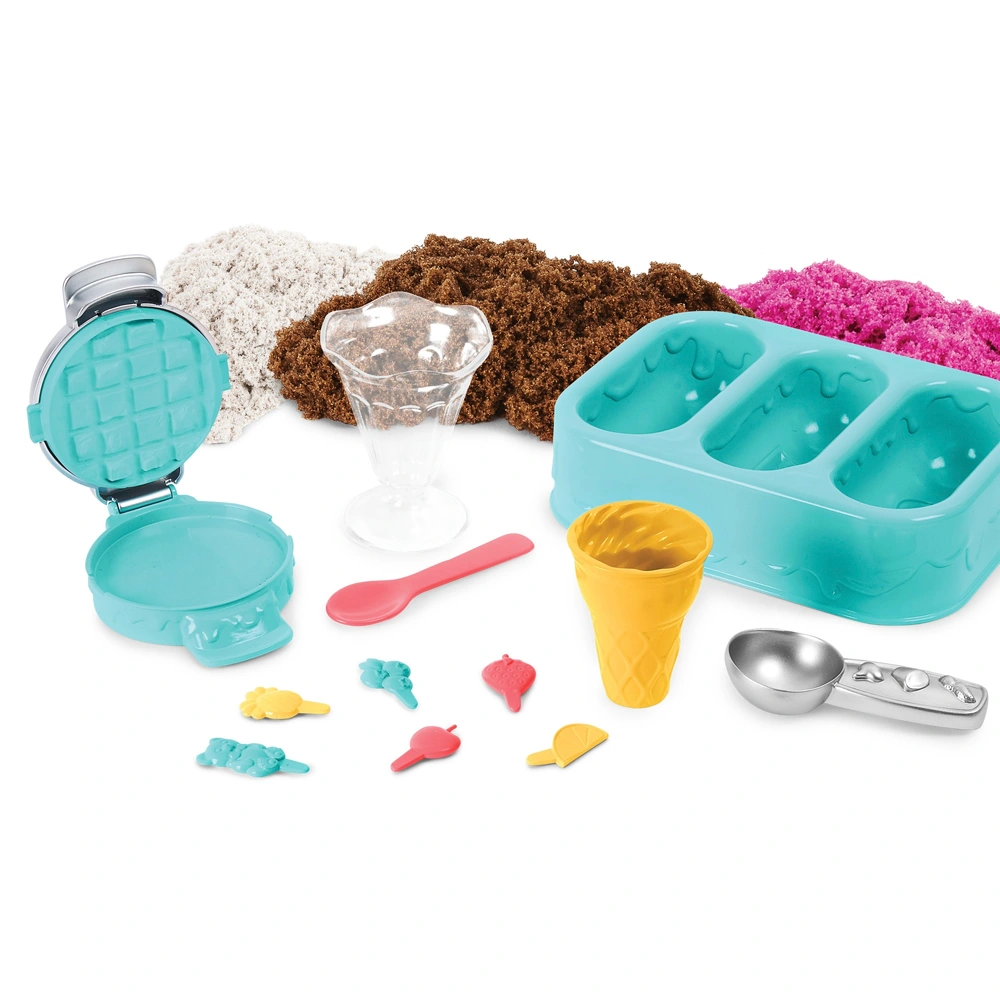 Kinetic Sand Délices Glacés – 454g De Sable Magique Parfumé, 6 Outils, 3 Couleurs, à Modeler Sans Fin