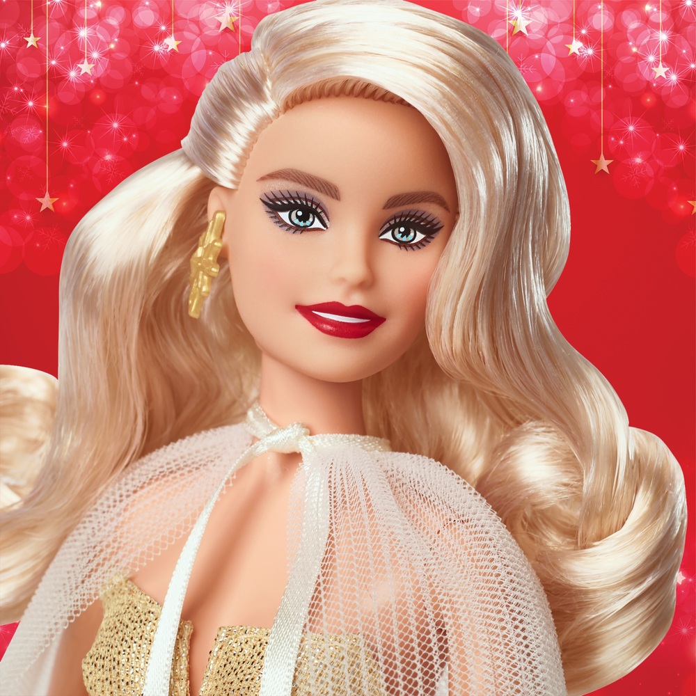 Barbie Poupée Mannequin Joyeux Noël 2022 (Cheveux Blonds Ondulés), avec  Socle, avec robe rouge flamboyante, à collectionner, Jouet Enfant, Dès 6  ans, HBY03 : : Jeux et Jouets