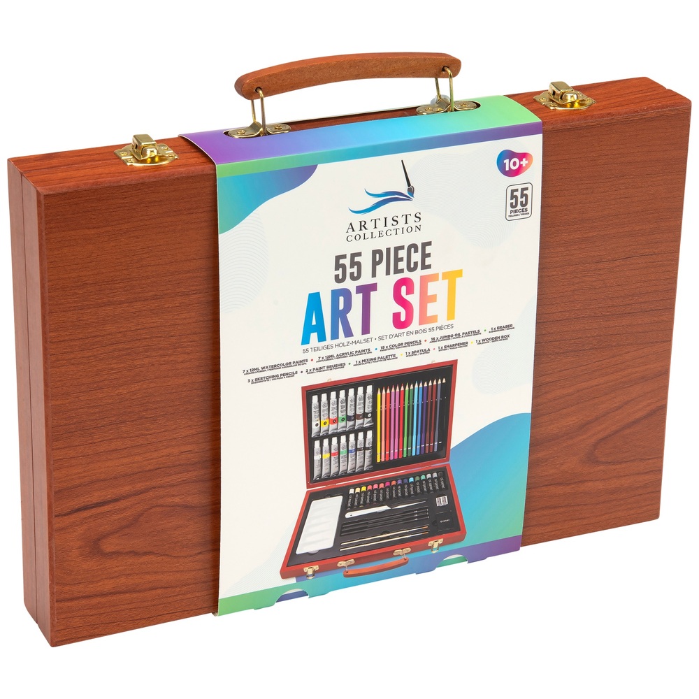 55 Pieces Wooden Box Art Set