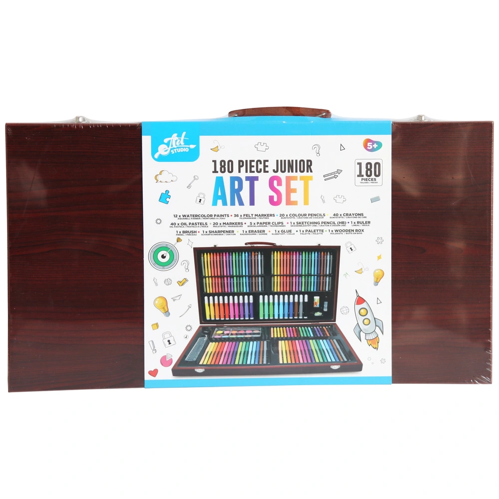 Coffret Mallette Artiste En Bois Avec 40 Crayons Et Pastels - Loisirs Créatifs, Neuf