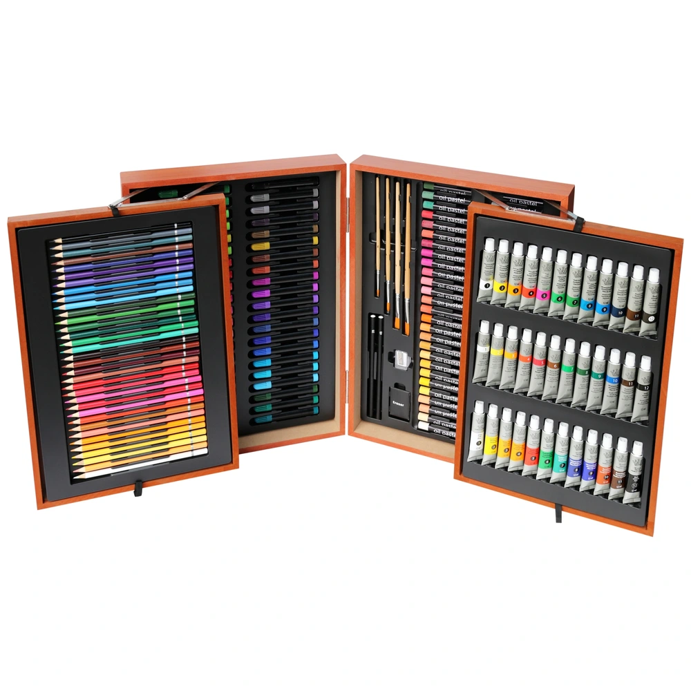 Crafty Co. Art Station Kunstset 174-delig in Houten Tekenkoffer