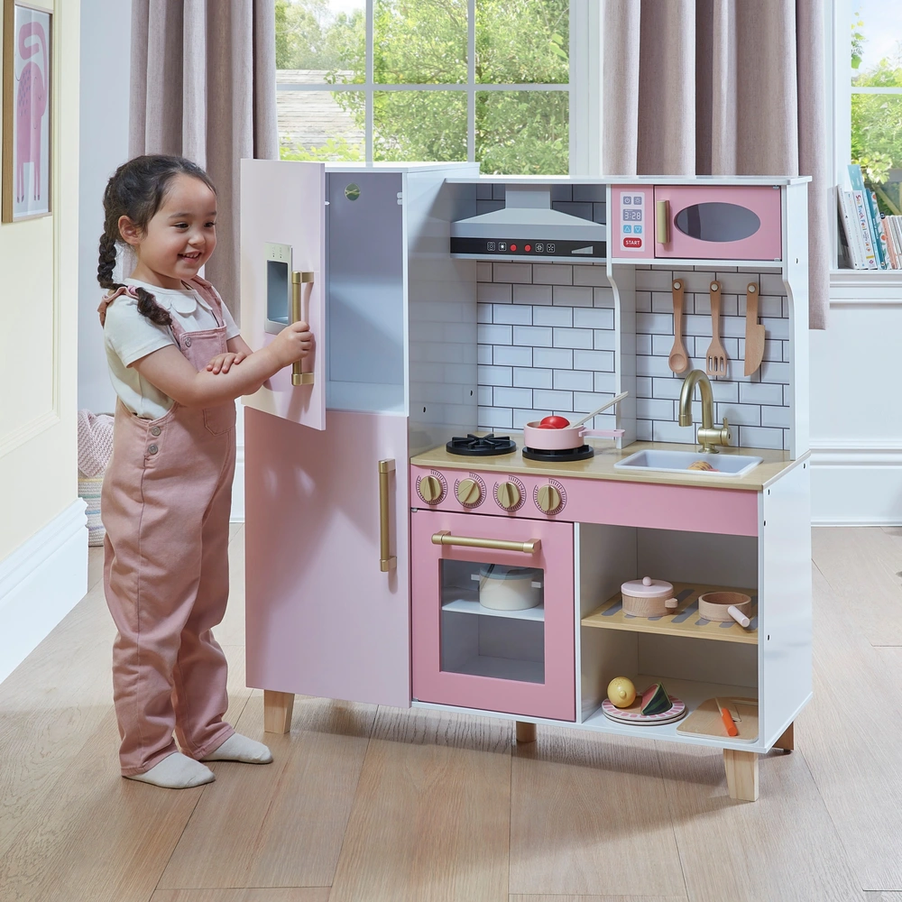 Kitchen Corner Deluxe Wooden Kitchen Pink Smyths Toys UK