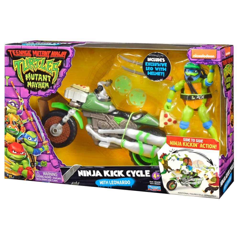 Teenage Mutant Ninja Turtles Mutant Mayhem Ninja Kick Cycle with Leonardo Smyths Toys UK