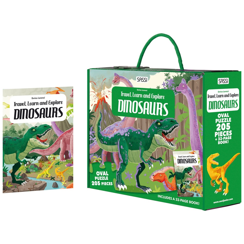 Travel, Learn and Explore Dinosaurs Jigsaw Puzzle & Book Set