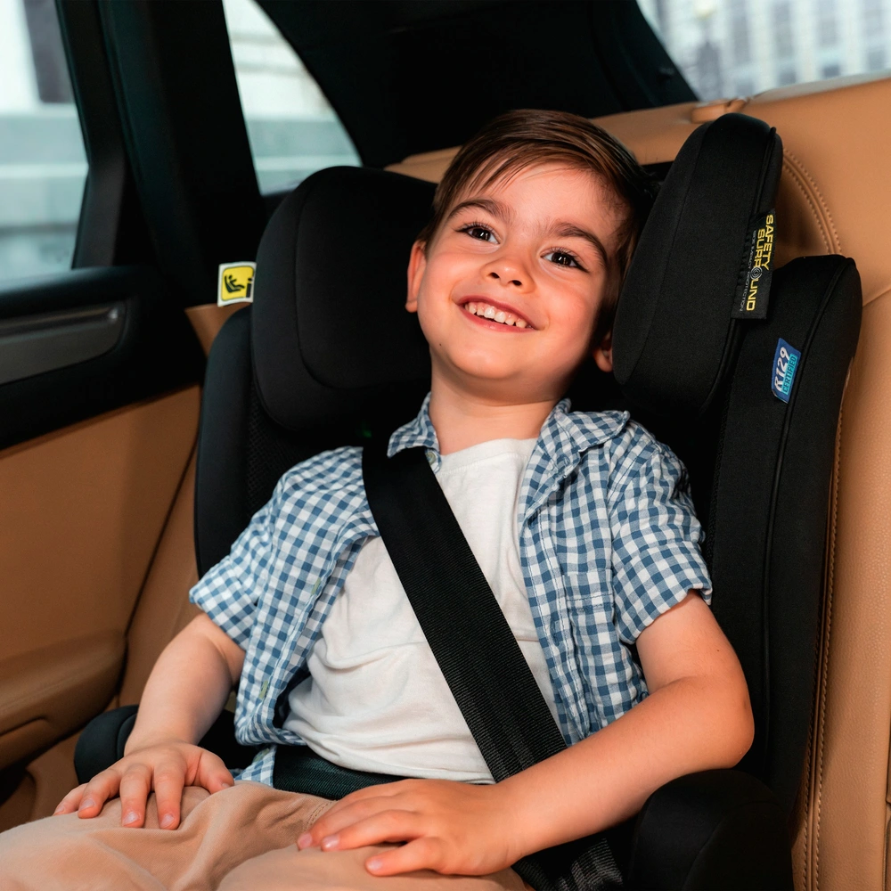 PETEX Autostoel Basic i-Size norm volgens ECE R129 voor kinderen van ca. 100-150 cm, in hoogte verstelbare kinderautostoel in zwart, 1 stuk