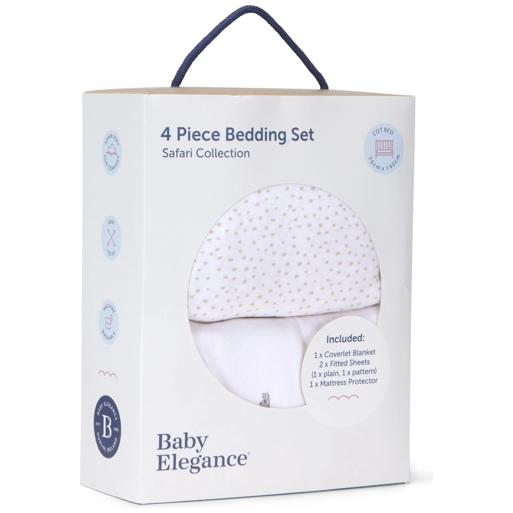Baby Elegance Cot Bed Piece Bedding Set Safari 140 x 70cm