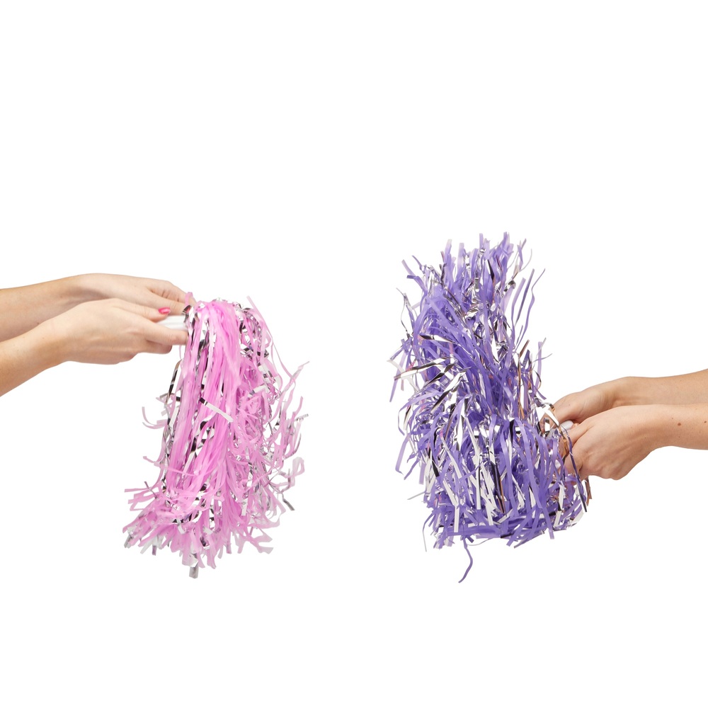 YUE QIN Cheerleader Pom Poms 2er Set - Metallfolie Pompons Mit Geradem Griff In Violett