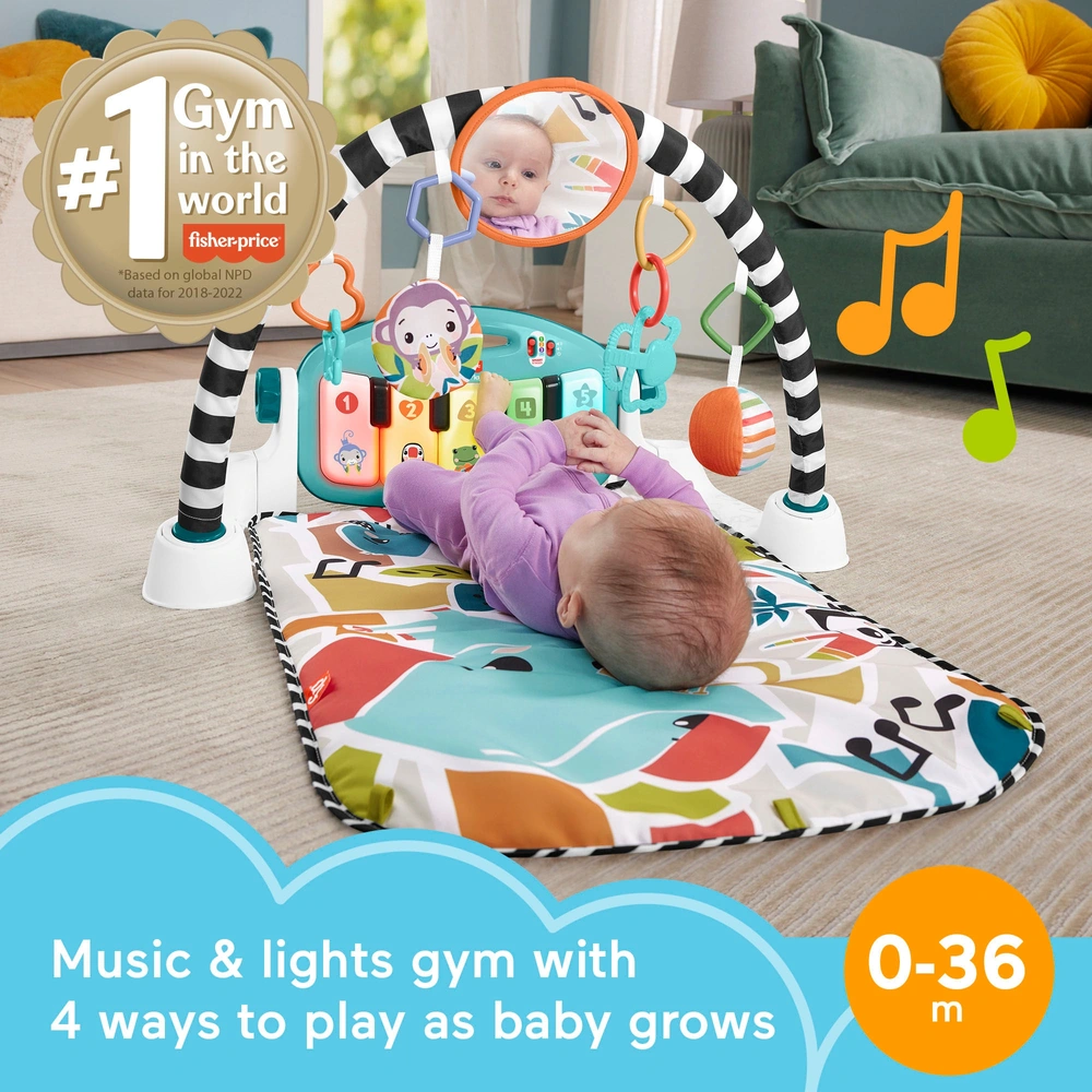 Fisher-Price Glow and Grow Kick Play Piano Baby Gym Blue