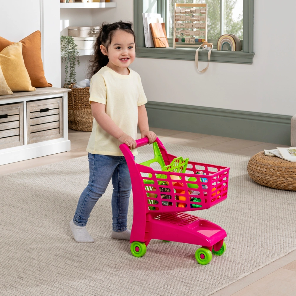 Mini Caddie Supérette Rose Pour Enfants - Jouet Shopping, Déco Mignonne - Idée Cadeau Pour Jeux D'imitation