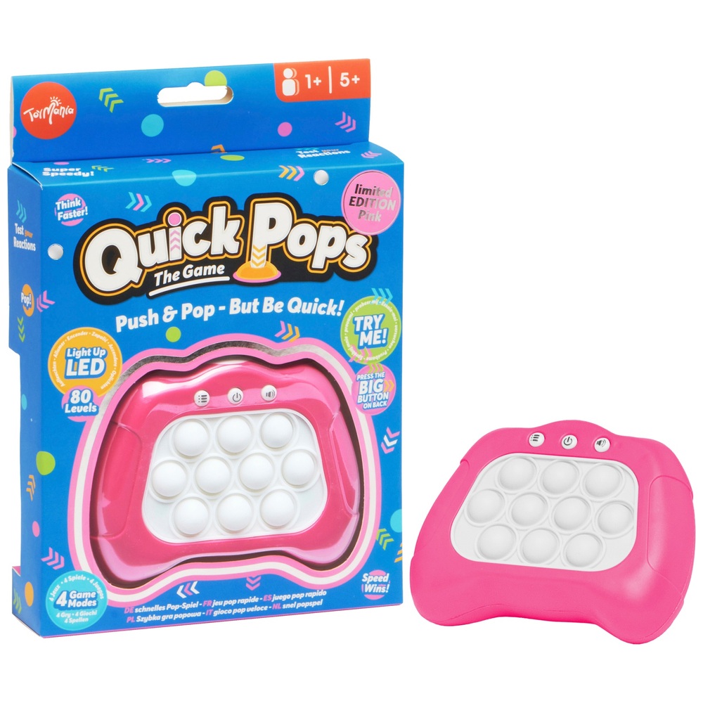 Toy Mania Quick Pops Electronic Push & Pop Fidget Game - Pink Edition ...