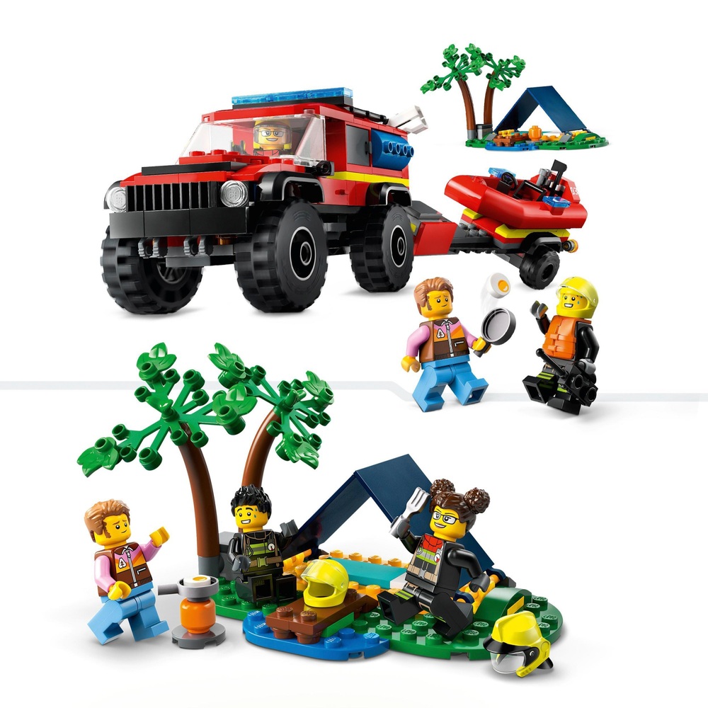 LEGO City 60412 4x4 Fire Engine with Rescue Boat Set | Smyths Toys UK