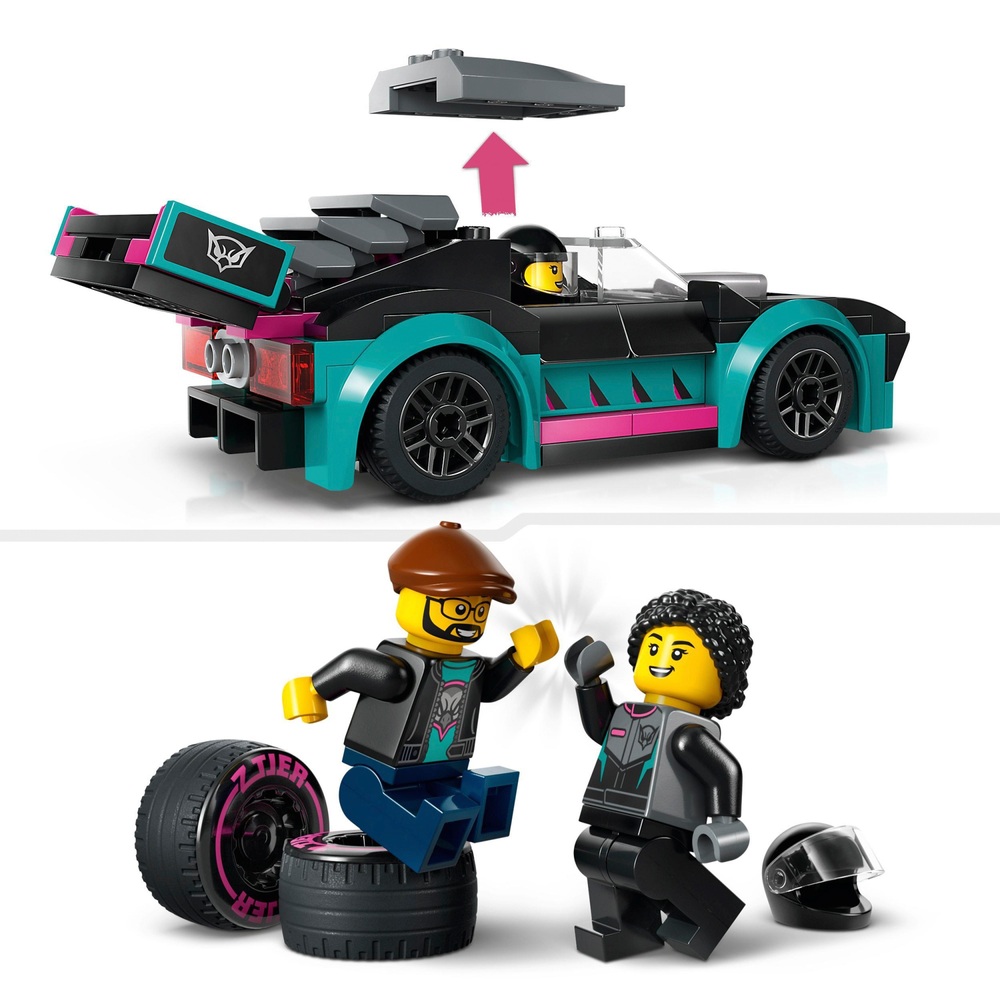 Lego race car discount truck