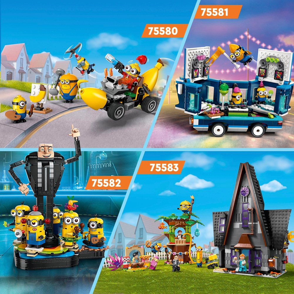 LEGO Despicable Me 75580 Minions and Banana Car Toy Set | Smyths Toys UK