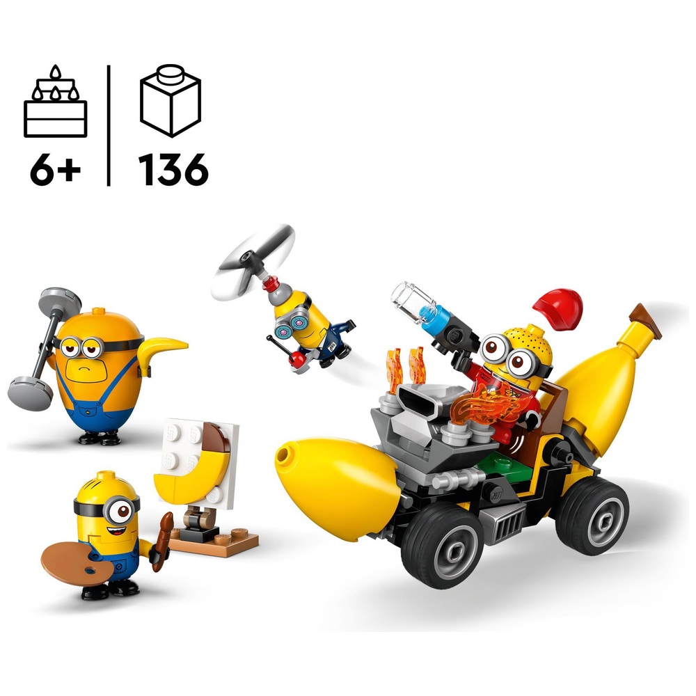 LEGO Despicable Me 75580 Minions and Banana Car Toy Set | Smyths Toys UK