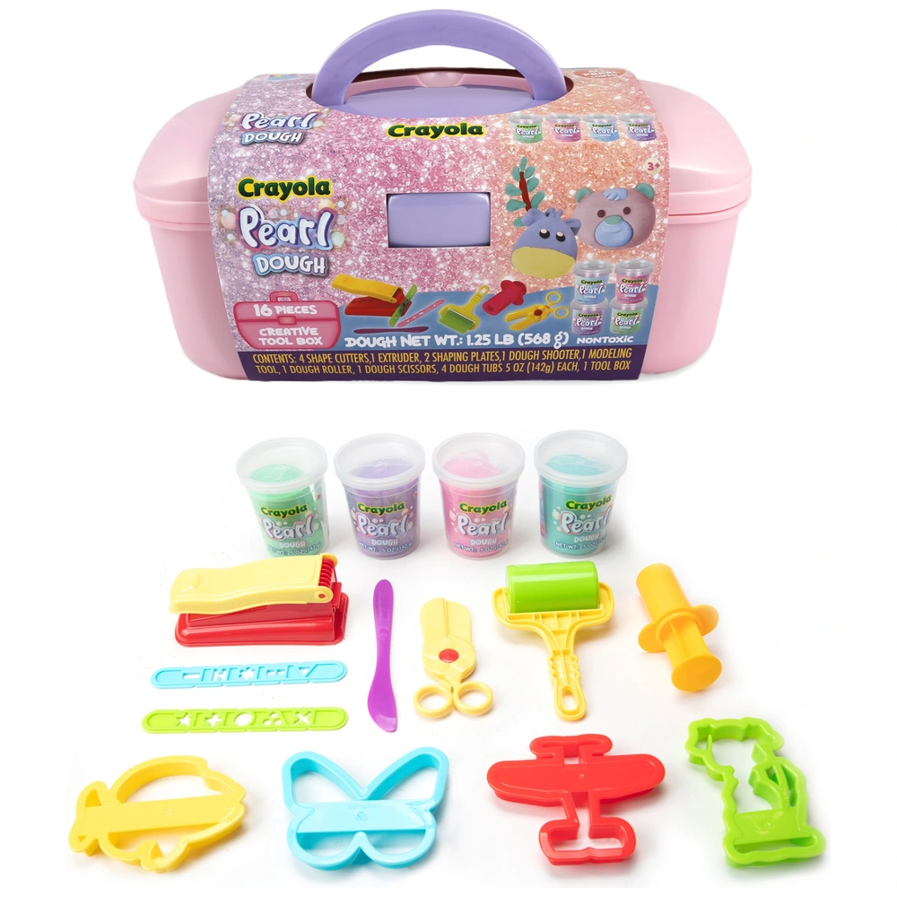 Crayola Dough Tubs Pearl Creative Tool Box 16 Piece Set Smyths