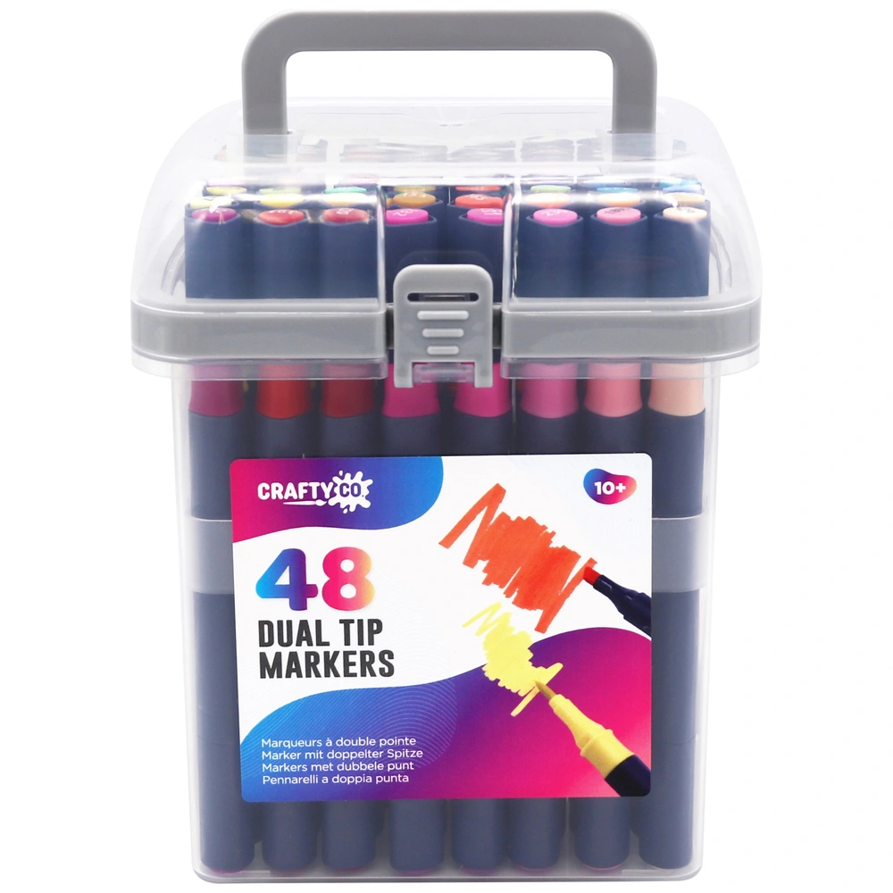 Crafty Professional Dual Tip Alcohol Markers Set with Carry