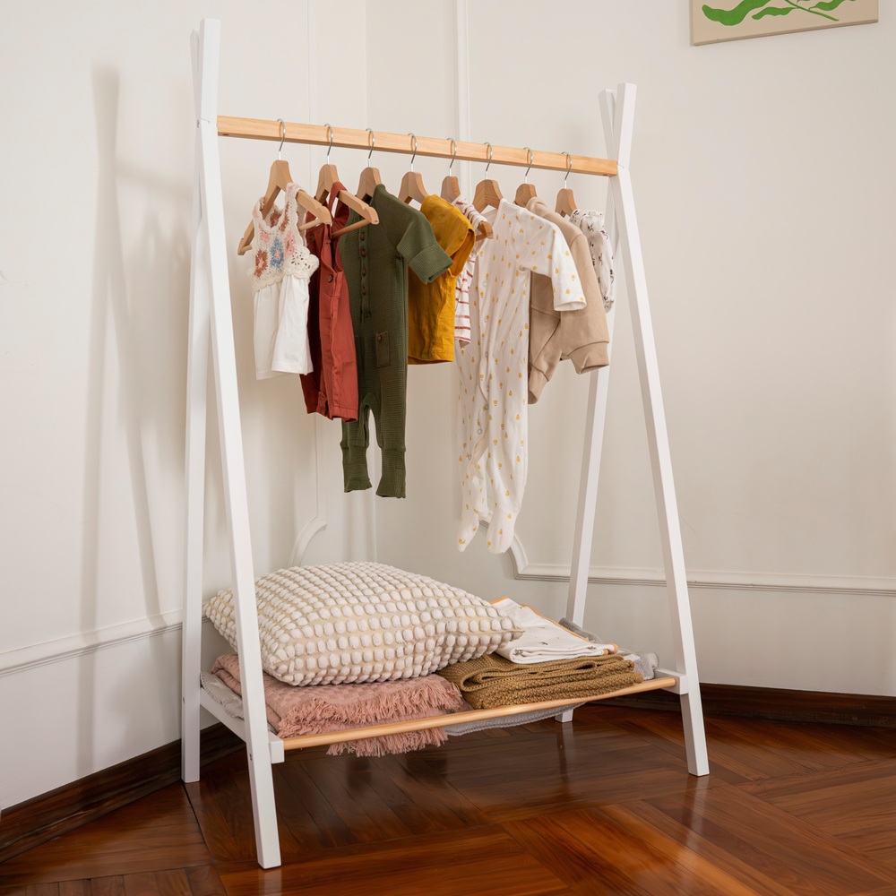 CuddleCo Nola Clothes Rail White & Natural Wood | Smyths Toys UK