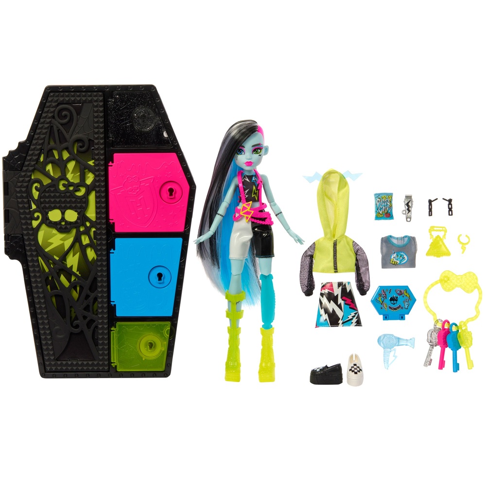 Poupée Frankie Stein et son casier secret - Neon frights - Monster High  Mattel : King Jouet, Poupées Mattel - Poupées Poupons