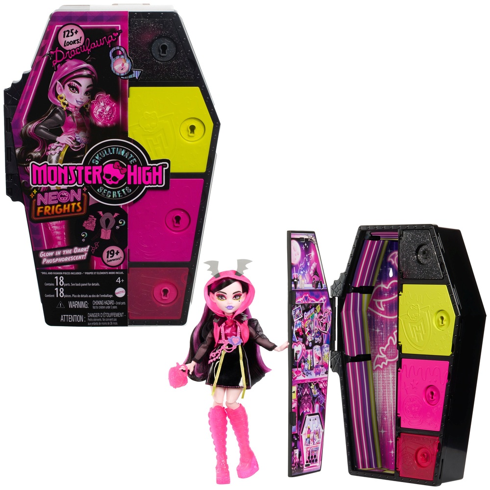 Monster High Skulltimate Secrets Color Reveal Neon Frights Draculaura Doll