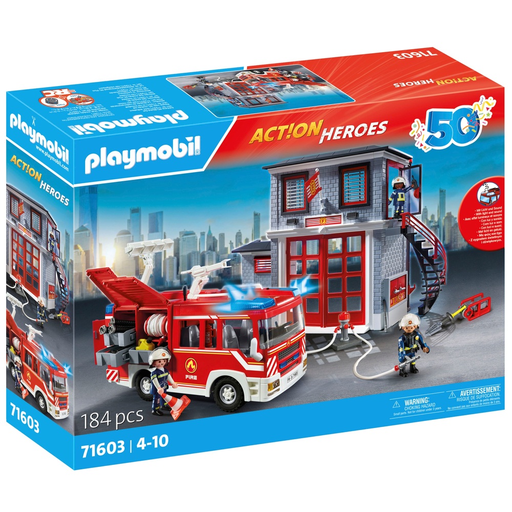 Playmobil fire engine and station on sale