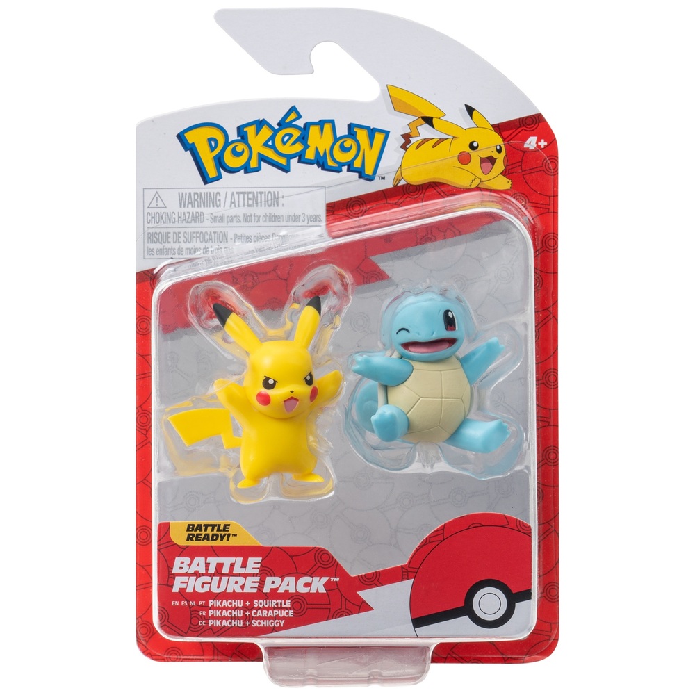 Pokémon First Partner Battle Figure 2 Pack (Squirtle & Pikachu ...