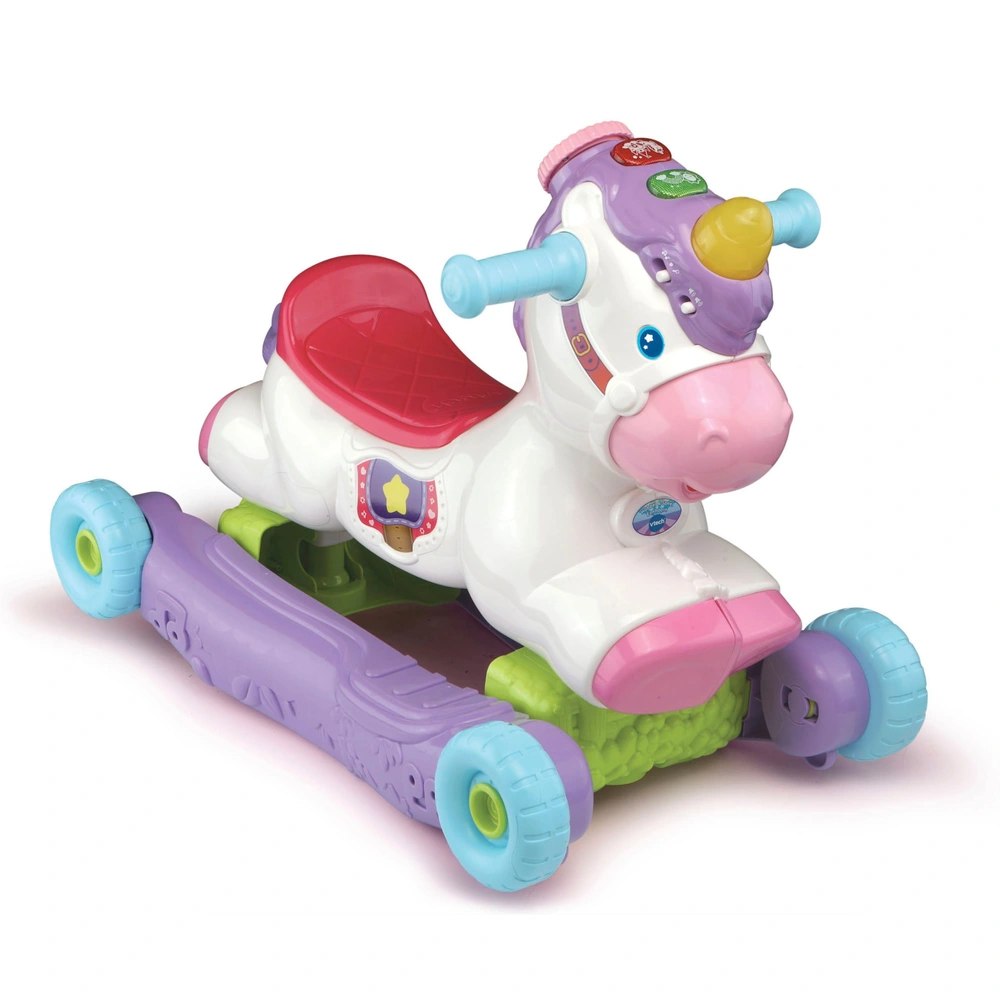 FEBER Baby Unicorn, 2-in-1 loopwagen in de vorm van een eenhoorn, loopwagen en draf, ontwikkelt psychomotorische vaardigheden, kinderen vanaf 3 jaar, beroemd (FED35000
