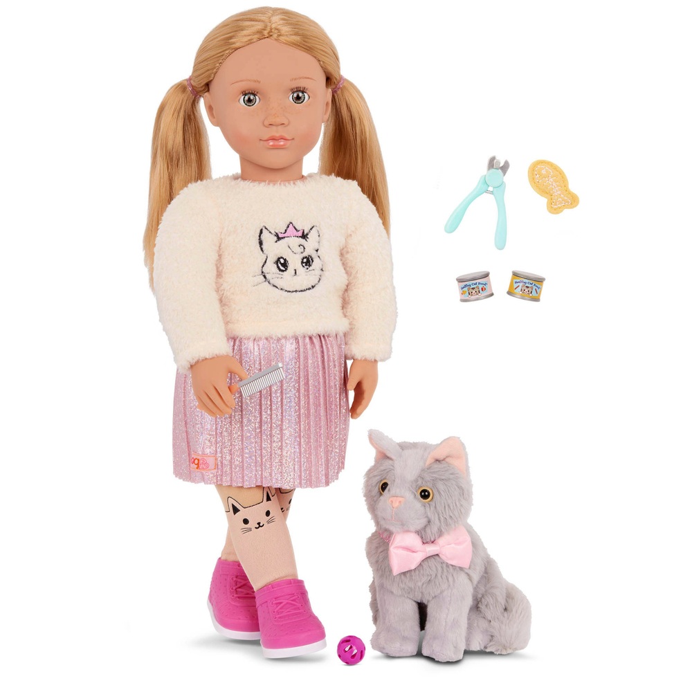 Our Generation Doll Sheela and Sammy Plush Pet Kitten with Accessories Smyths Toys UK