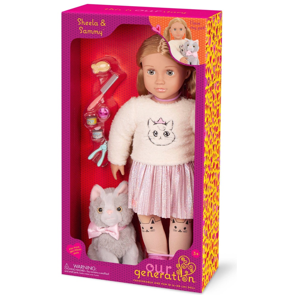 Our Generation Doll Sheela and Sammy Plush Pet Kitten with Accessories Smyths Toys UK