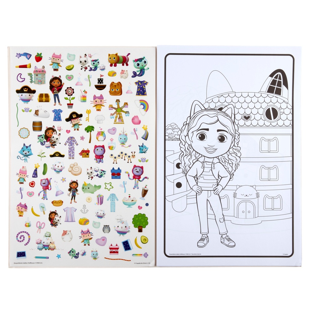 Crayola Gabby's Dollhouse Giant Colouring Pages with 100 Stickers ...