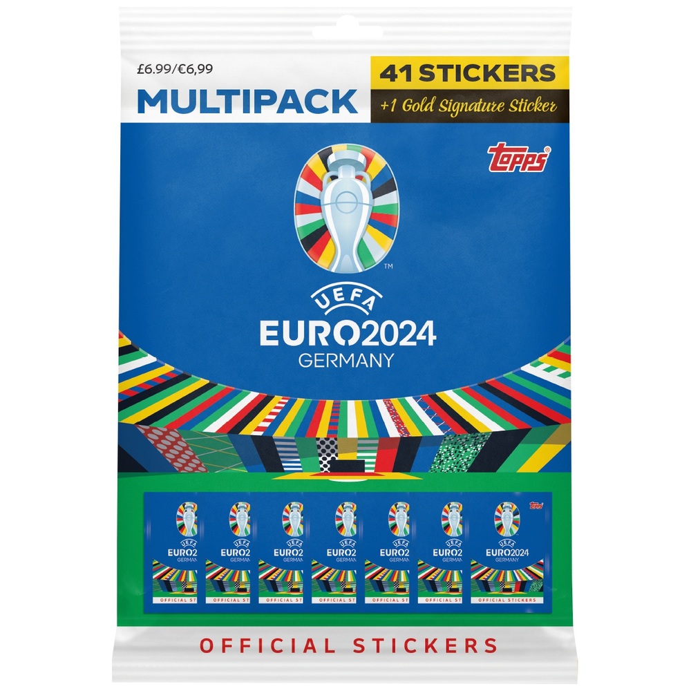 Topps Euro 2024 Offizielles StickerMultipack mit 7 StickerPäckchen