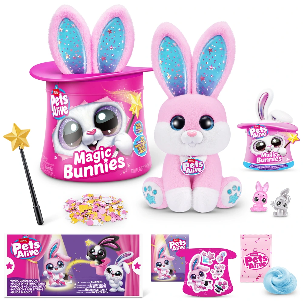 Pets Alive by ZURU Magic Bunnies Interactive Plush Set Pink