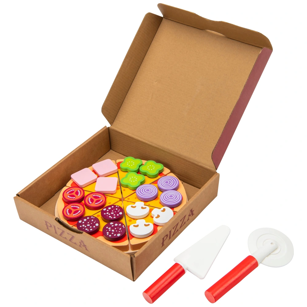 Holz Pizza Spielzeug Set – 27-teiliges Lernspielzeug Für Kinderküche (ab 0-3 Jahre)