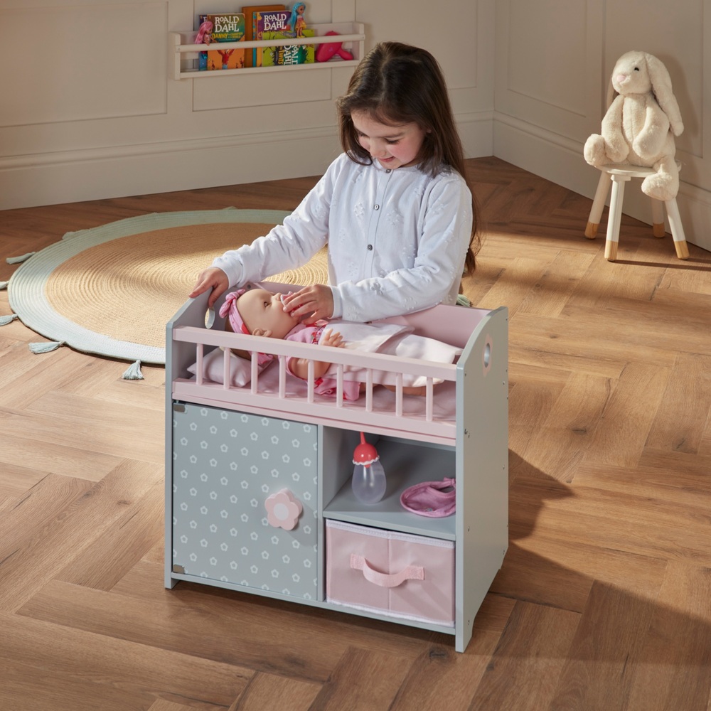 Dimples Baby Doll Wooden Bed and Changing Station | Smyths Toys UK