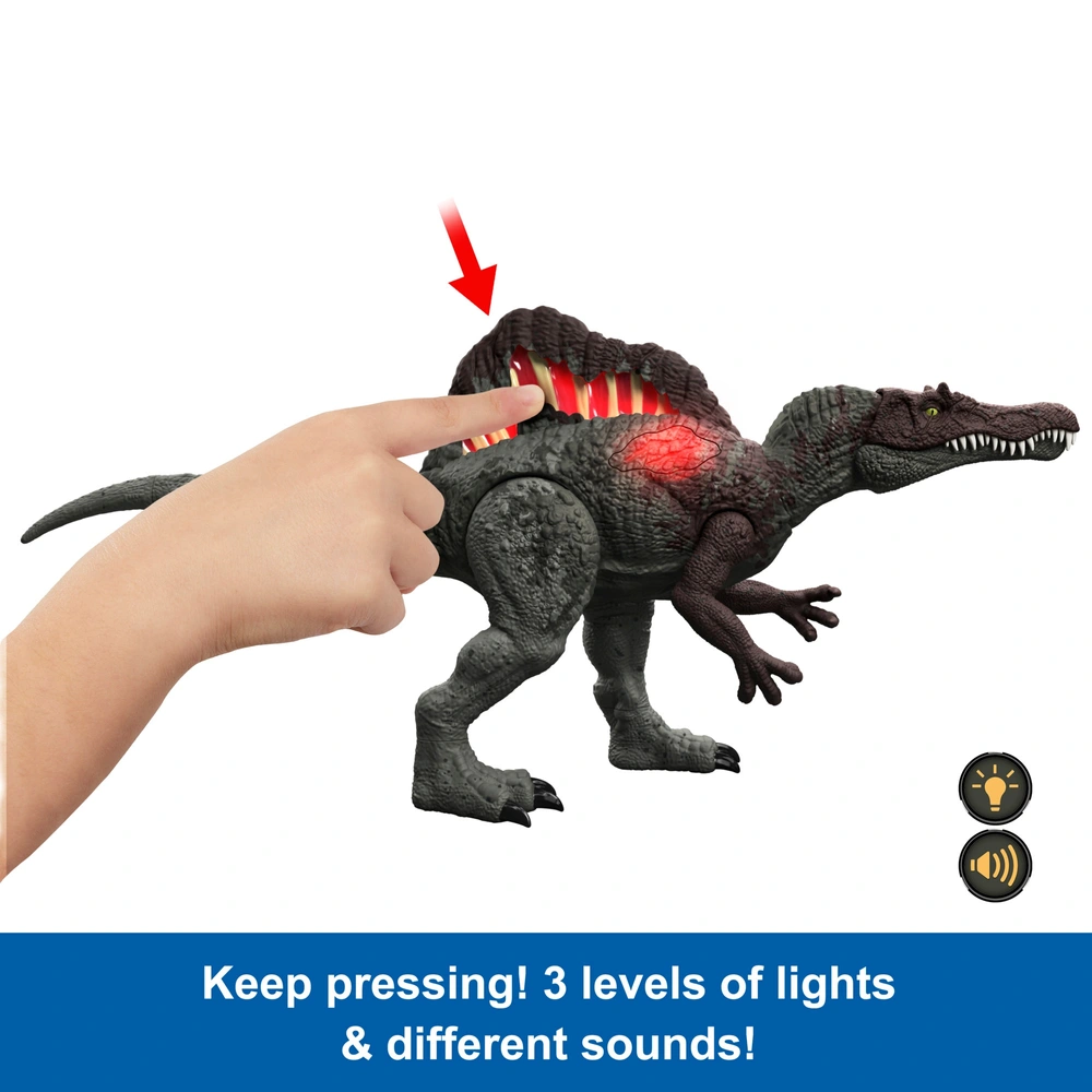 🦖 Coffret Micro Aventure Spinosaure Jurassic World – Tête De Dinosaure Avec 4 Fonctions – 3 Mini-figurines – Portable – Dès 3 Ans