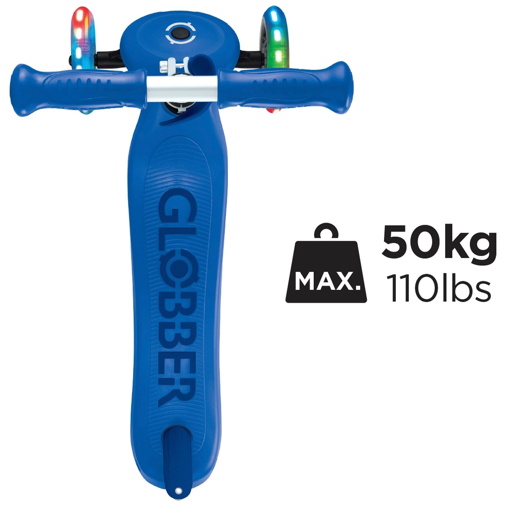Globber Primo Lights - 3 Wielen Step Voor Kinderen 3-7 Jaar Met LED Lichtwielen, Pastelblauw