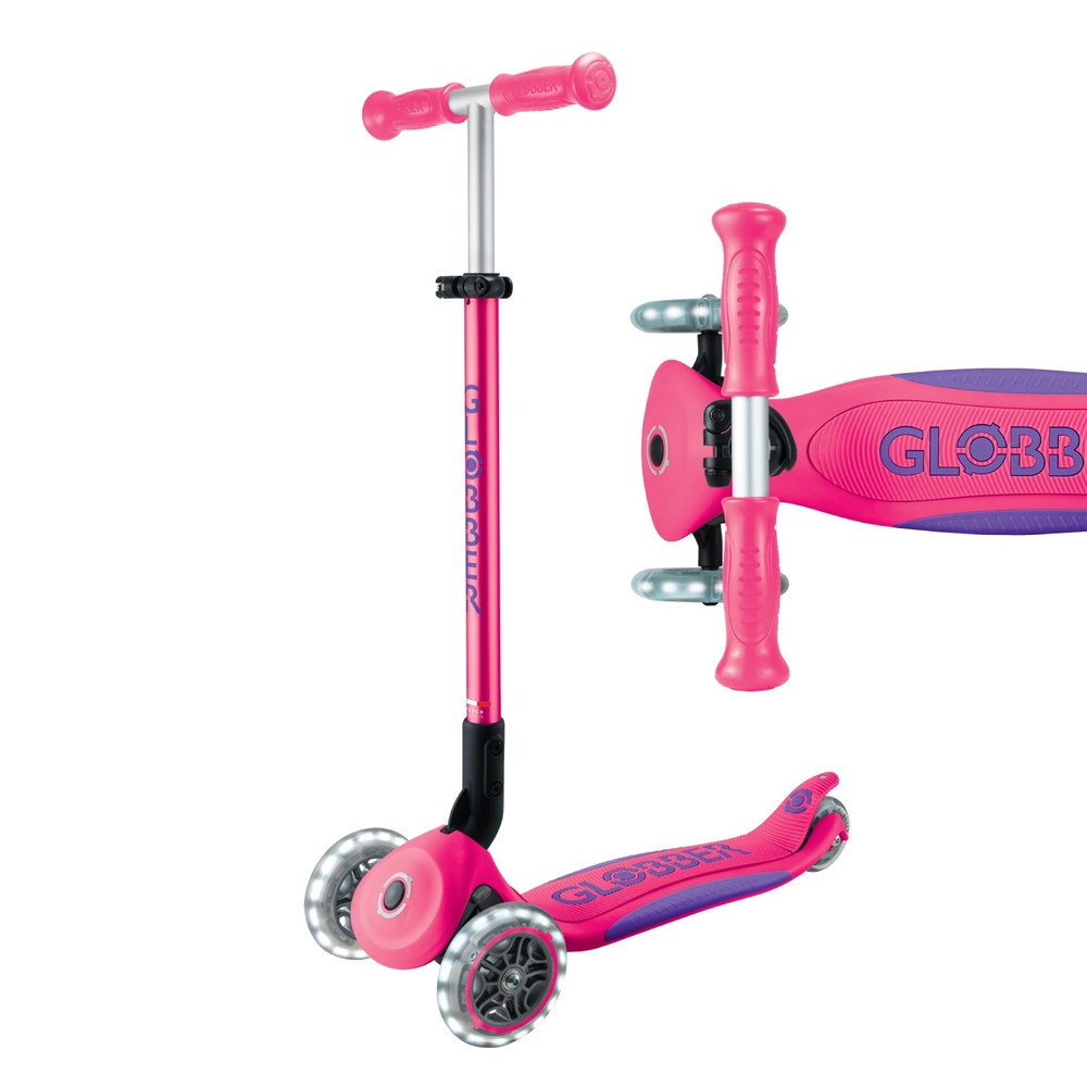 Globber PRIMO FOLDABLE PLUS LIGHTS Scooter Pink | Smyths Toys UK