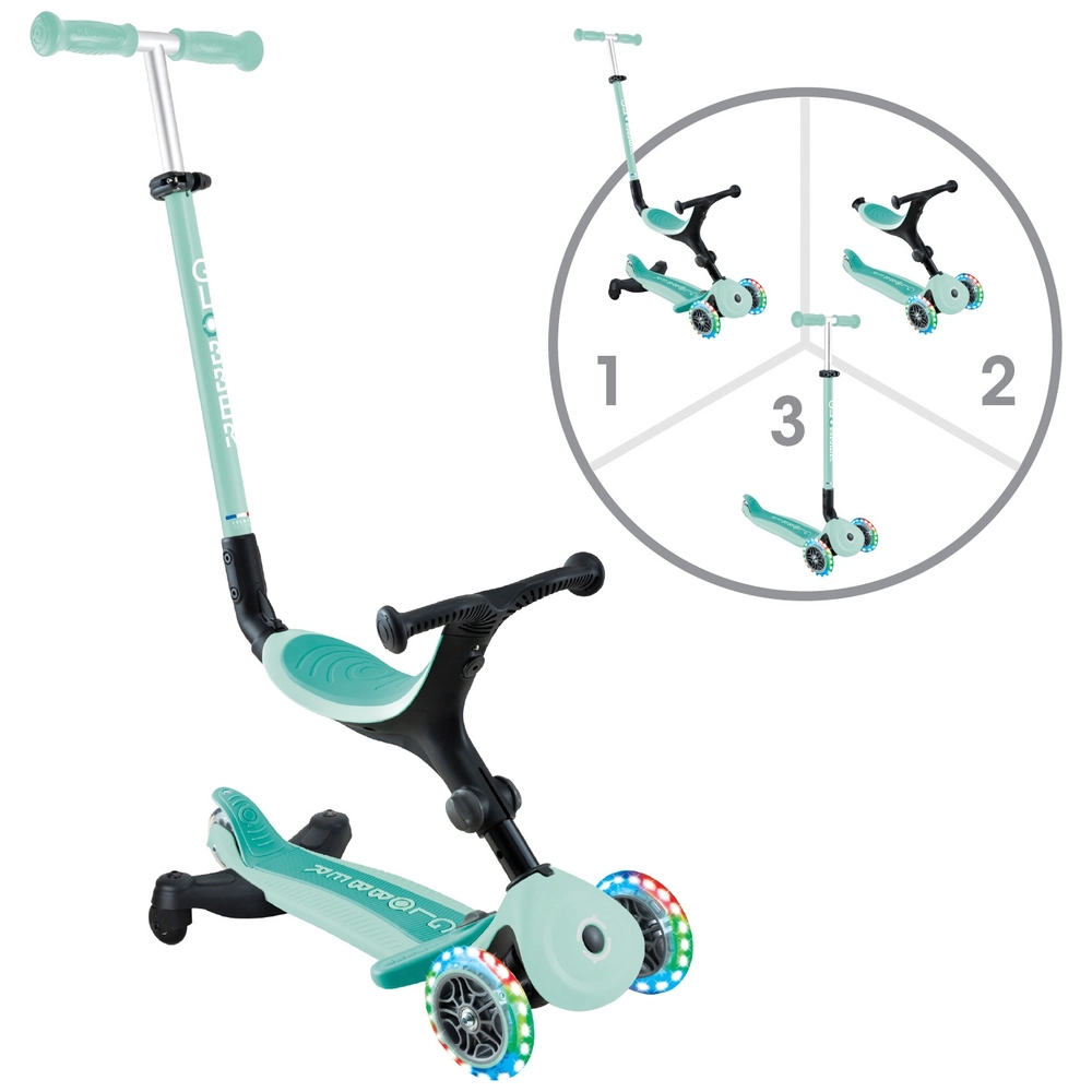 Globber 3-in-1 Kinderstep GO UP ACTIVE 360° LIGHTS Driewieler en